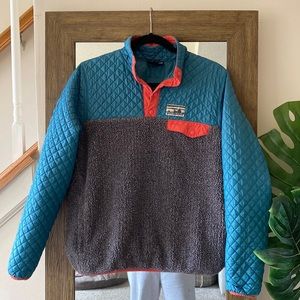 Patagonia Vintage Mixed Media Quilted Sherpa Fleece Snap-T Pullover Teal